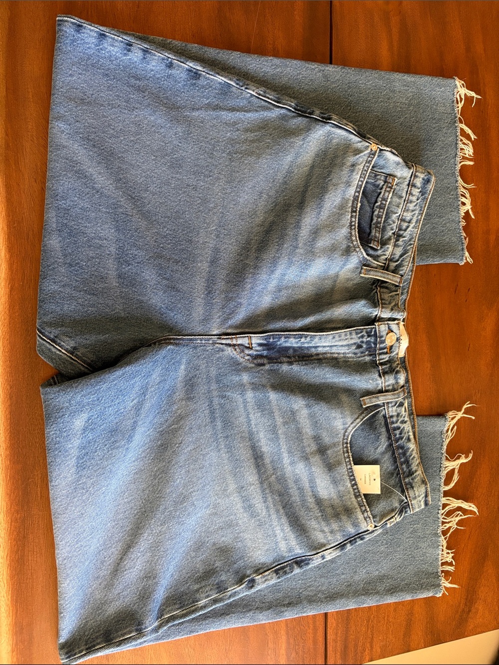 FRAME Le Jane Crop High Rise Straight Raw Hem Jeans Blue Size 34